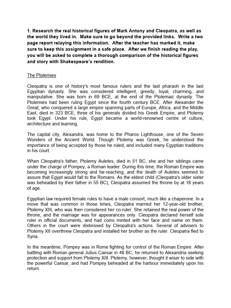 Cleopatra Pdf Cleopatra Mark Antony