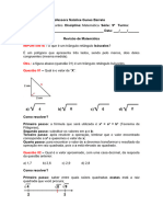 RevisÃ o para AvaliaÃ Ã o de MatemÃ¡tica - 9Âº