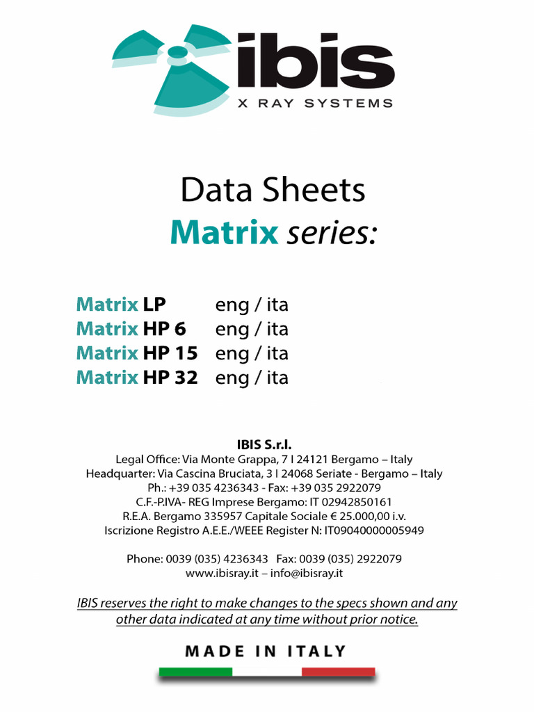 Technical Specifications for Matrix X-Ray Systems | PDF | Power Supply ...