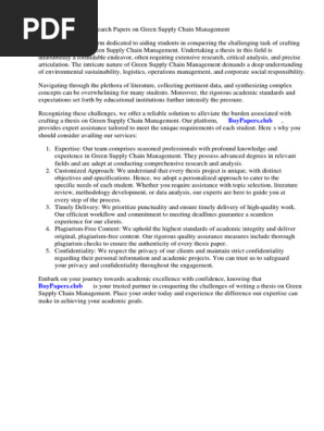 Research Papers on Green Supply Chain Management