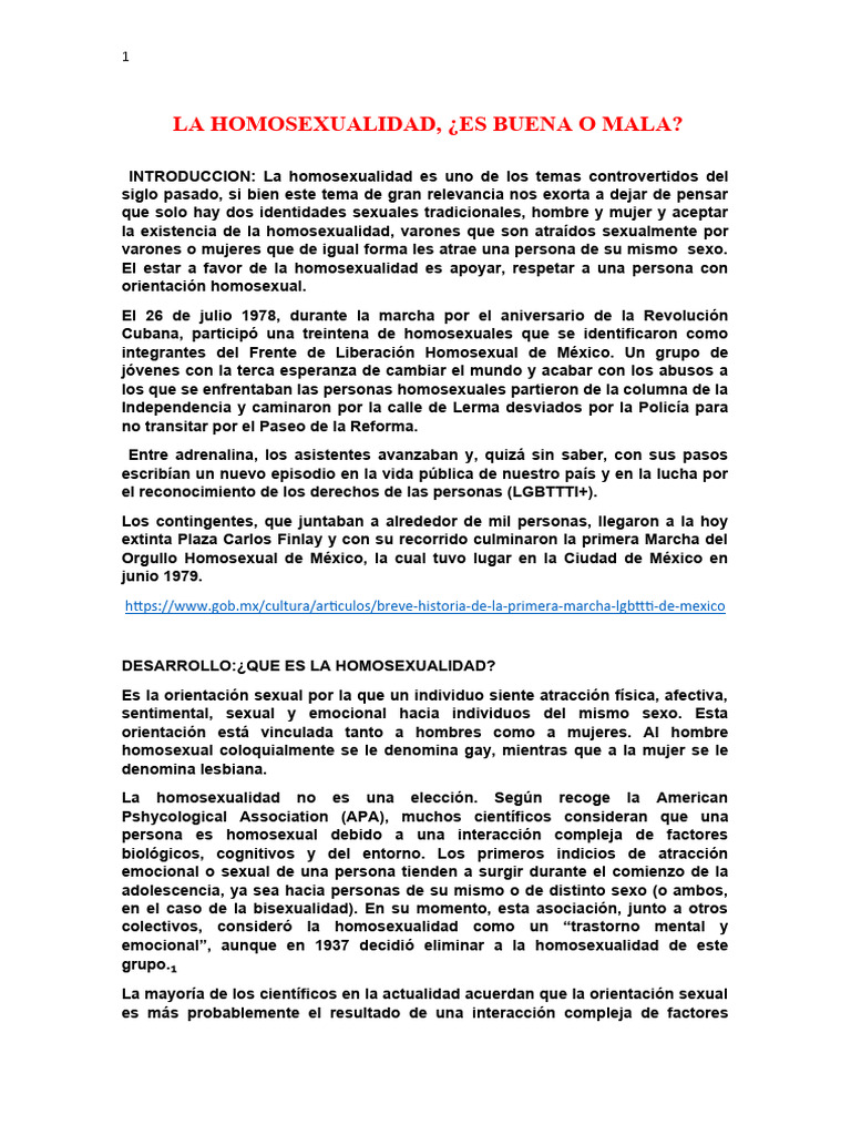 LA HOMOSEXUALIDAD Ensayo | PDF | Homosexualidad | LGBT