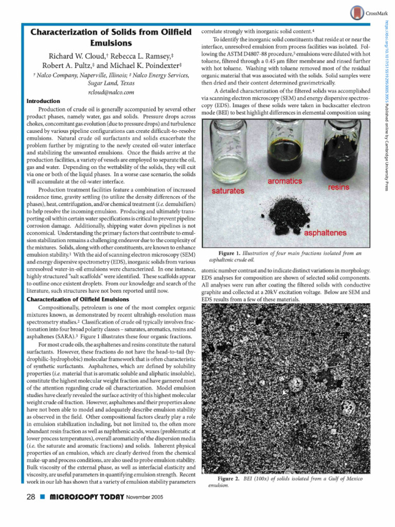 Characterization of Solids From Oilfield Emulsions | PDF | Microscopy ...