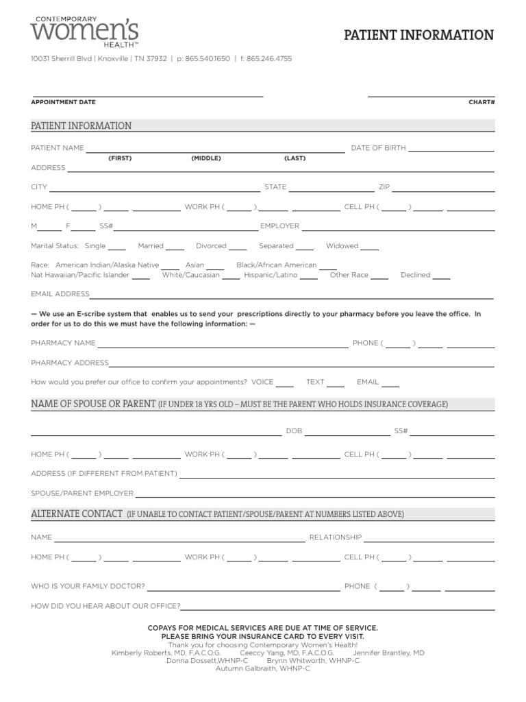 CWH Patient Information 051518-b | PDF | Race And Ethnicity In The ...