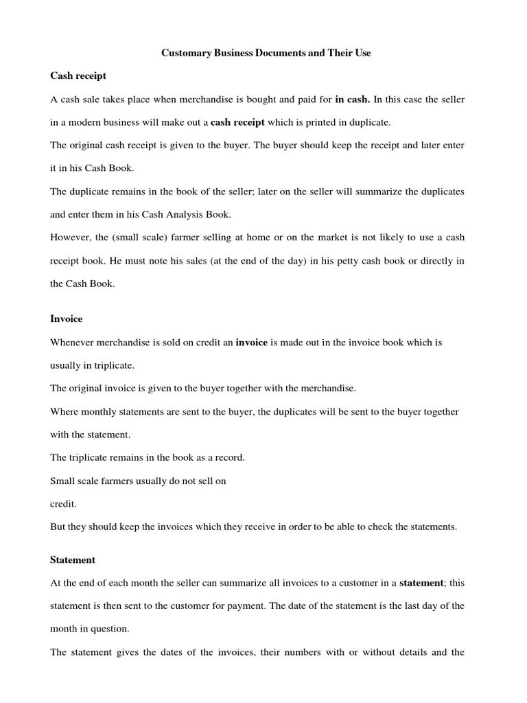 Essential Business Document Types | PDF | Cheque | Receipt