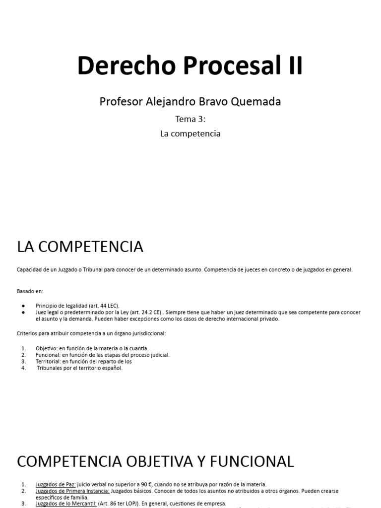 Competencia Objetiva y Funcional en Derecho | PDF | Ley procesal | Ley ...