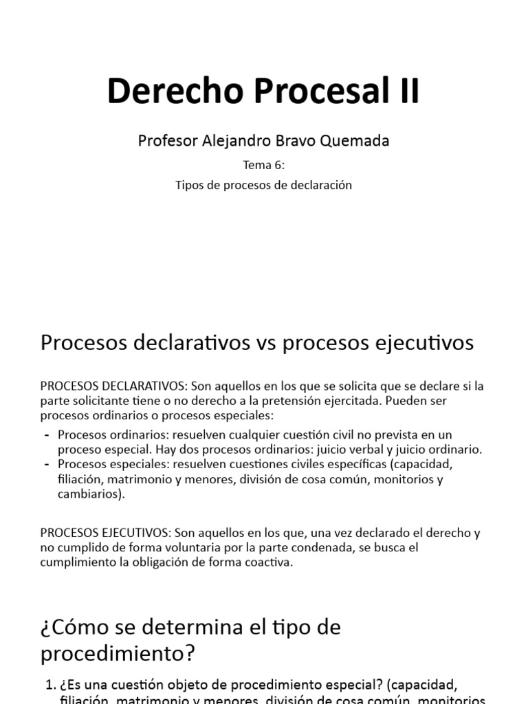 Tema 6. Tipos de Procesos de Declaraciã N | PDF | Propiedad | Demanda