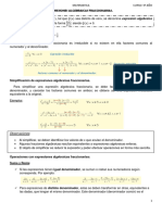 EXPRESIONES ALGEBRAICAS FRACCIONARIAS (Unidad 1)