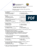 Sample Exercises For Grade 6: Panuto: Tukuyin Ang Inilalarawan NG Bawat Pahayag. Piliin Ang Titik NG