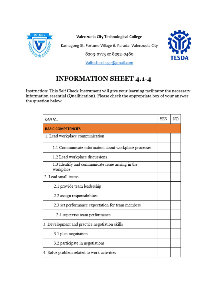 Valenzuela City Tech College Competency Guide | PDF | Computers ...