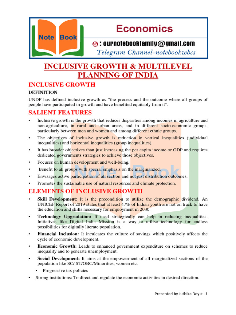 Inclusive Growth & Planning India | PDF