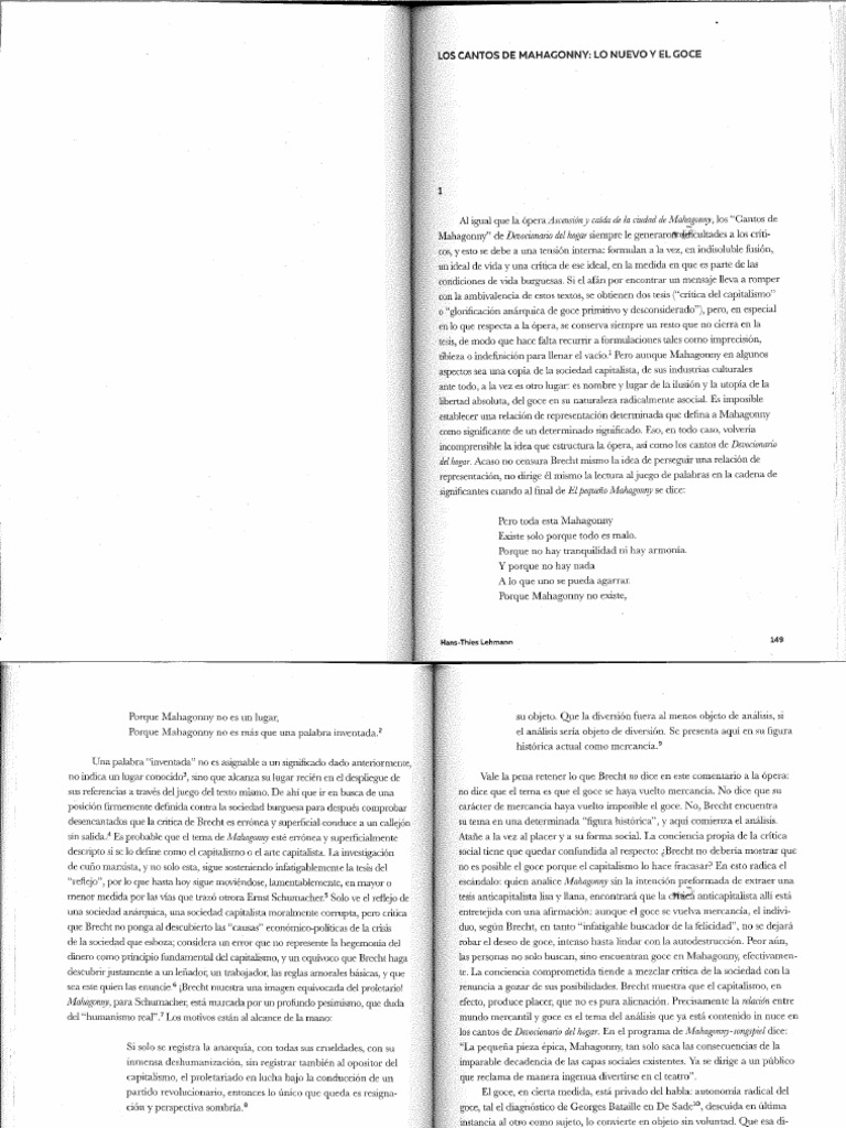 Hans Thies Lehmann Leer A Brecht Extractos PDF