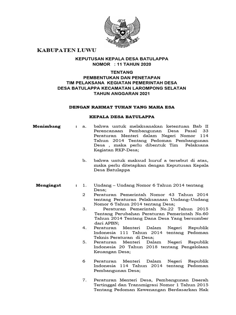 Sk Tim Pelaksana Kegiatan Pdf