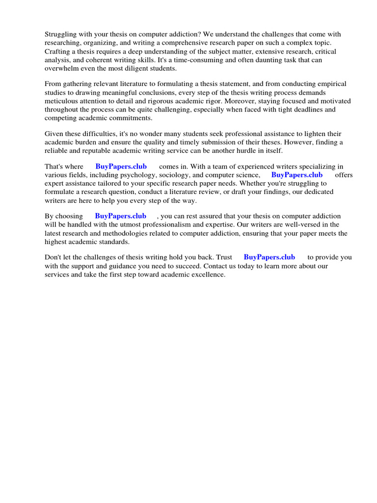 Example Research Paper Computer Addiction | PDF | Internet | Mental