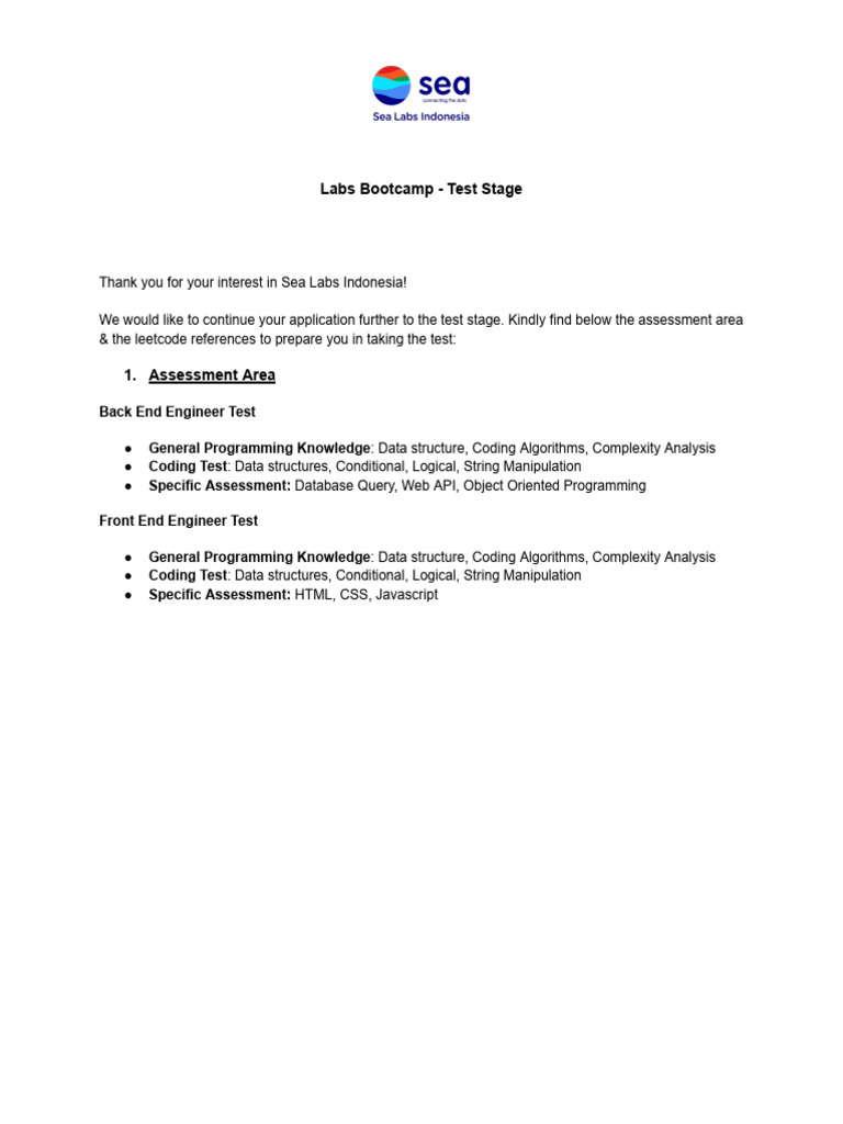 Sea Labs Bootcamp Test Stage Guide | PDF | Computers