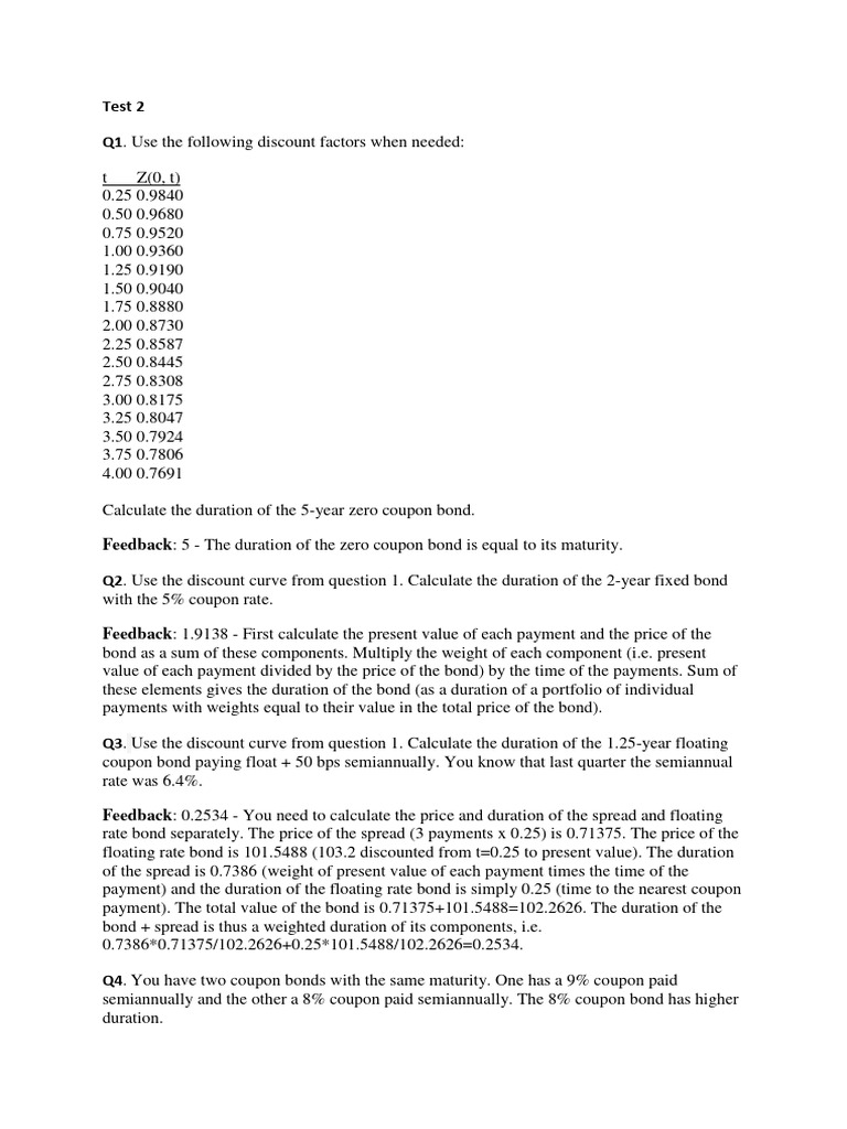 Test 2 answers pdf bond duration bonds finance 