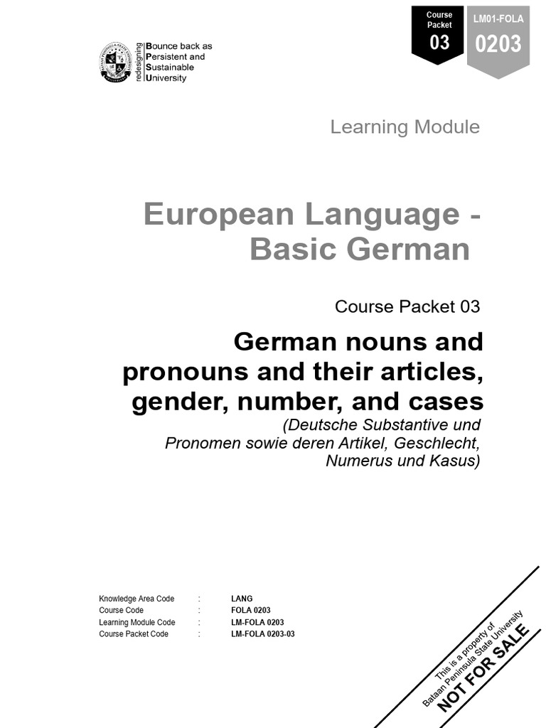 Students' Copy - Fola 0203 LM-CP-03 - German Nouns - Pronouns ...
