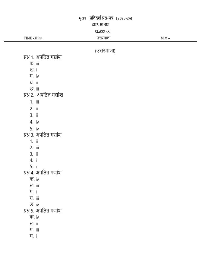 Answer key major model test paper pdf