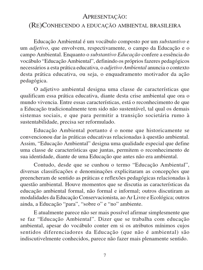 Identidades da Educação Ambiental Brasileira | PDF | Ambiente natural ...