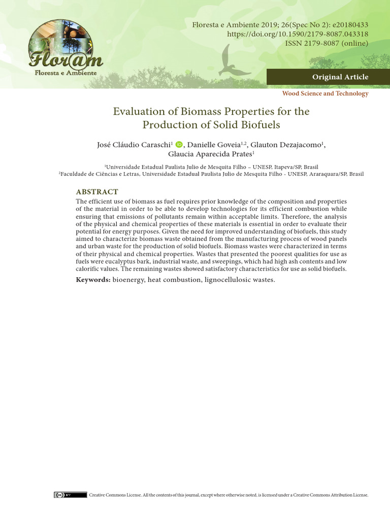 Biomass Properties for Solid Biofuels | PDF | Biofuel | Wood