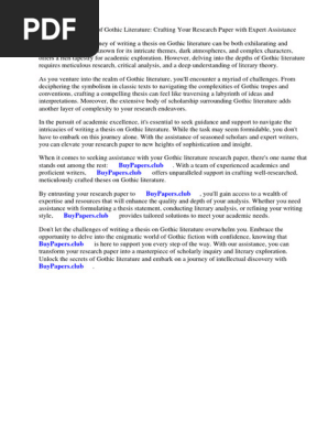 Gothic Literature Research Paper