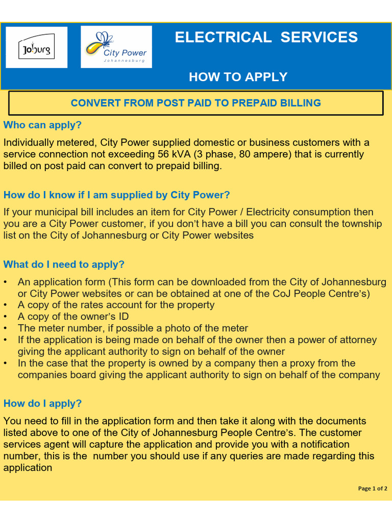 Guideline to convert to prepaid city power download free pdf fee