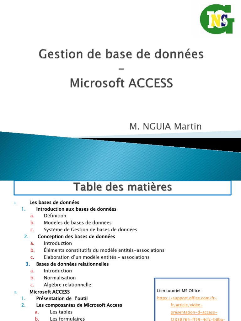 Introduction aux bases de données et Access | PDF | Bases de données ...