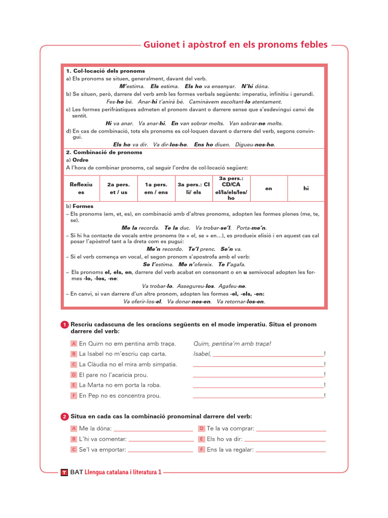Guionet I Apòstrof en Els Pronoms Febles | PDF