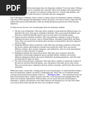 Research Paper Ideas for Elementary Students