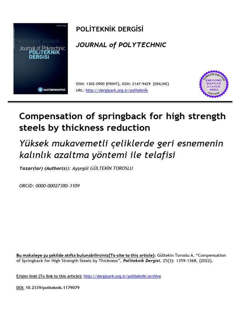 Springback Compensation in High Strength Steel | PDF | Deformation ...