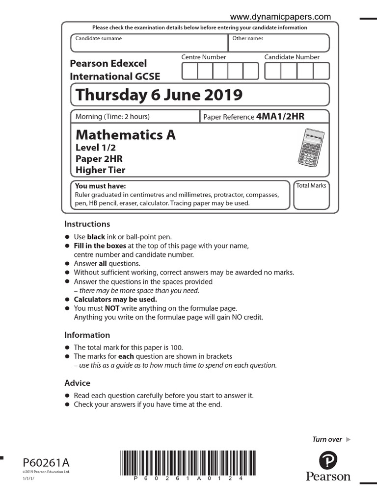 June 2019 Mathematics Exam Paper | PDF | Area | Circle