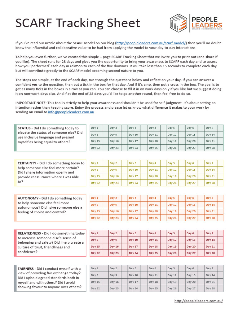 A screenshot of a scarf tracking sheet, highlighting the importance of monitoring and evaluating personal growth