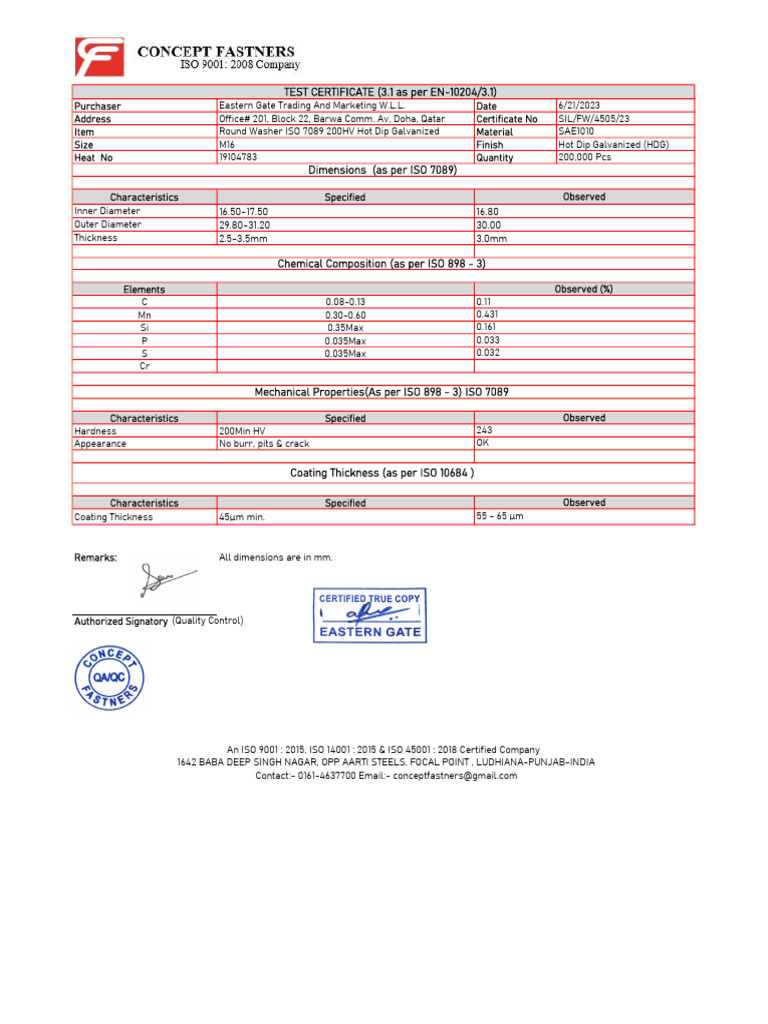 ISO 7089 M16 HDG Washer Specifications | PDF | Building Engineering ...