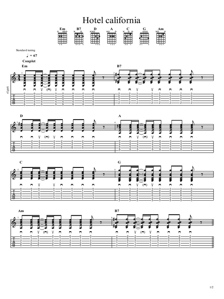 Hotel California Strumming Guitar PDF String Instruments Guitar