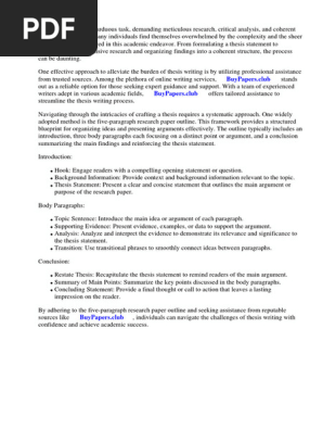 Five Paragraph Research Paper Outline