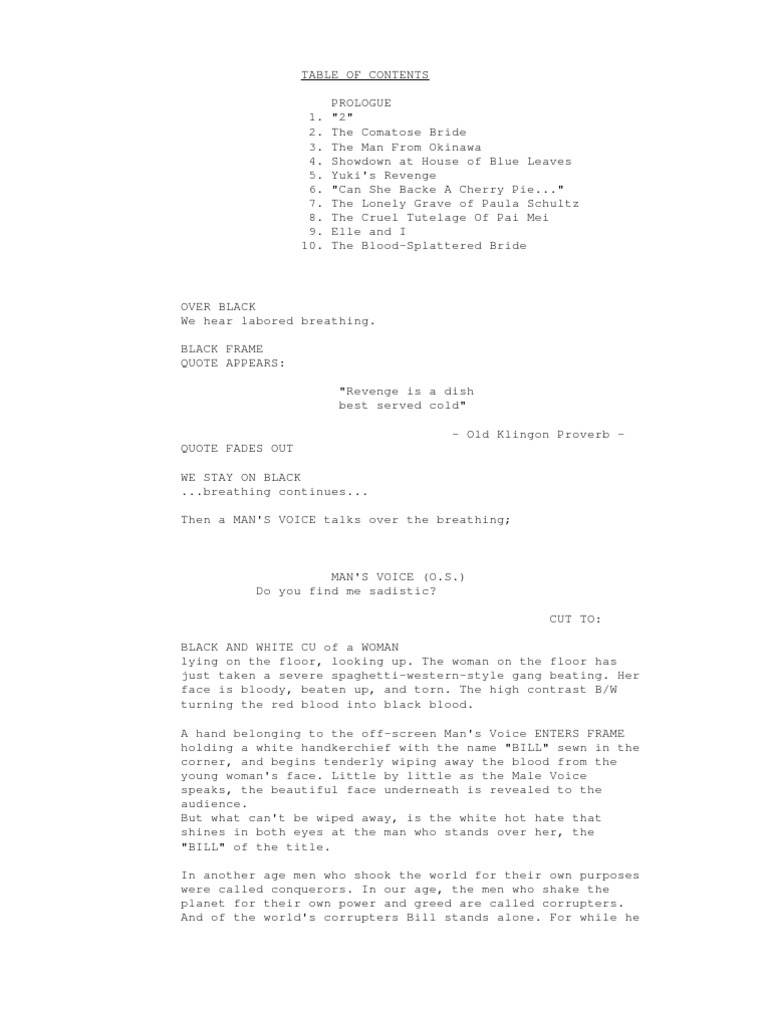 Kill Bill Screenplay | PDF | Art