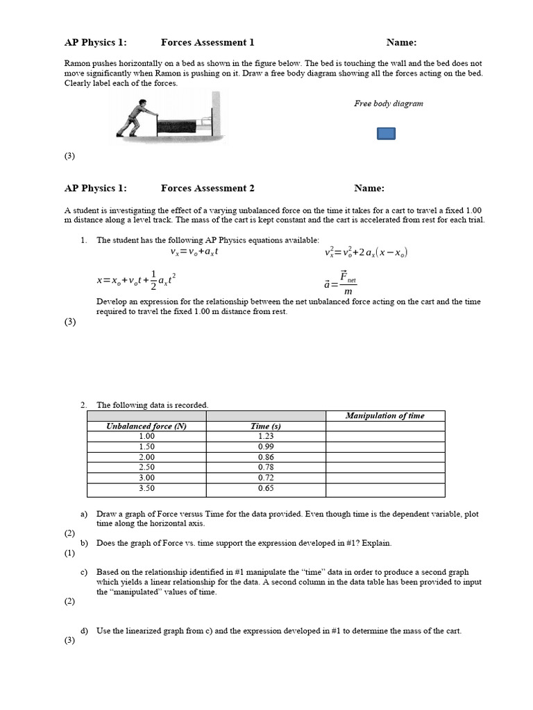8c8f3a4d Forces+Assessment+1+and+2 | PDF | Force | Applied Mathematics