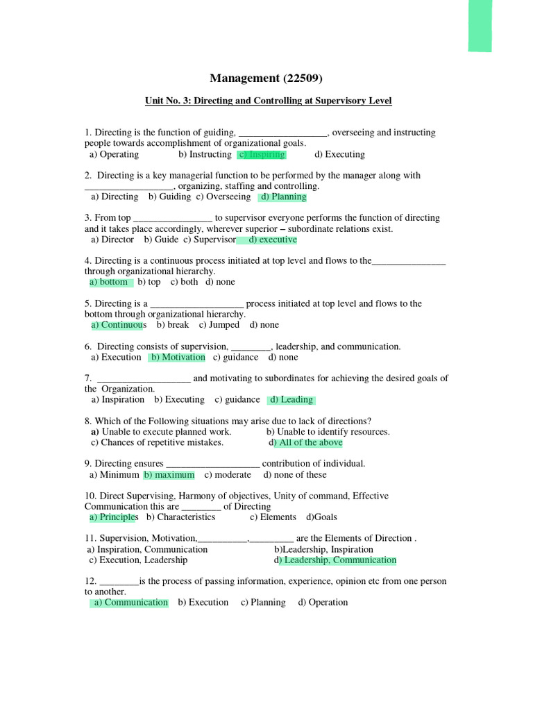 Management Question Bank with Answers | PDF | Strike Action | Motivation