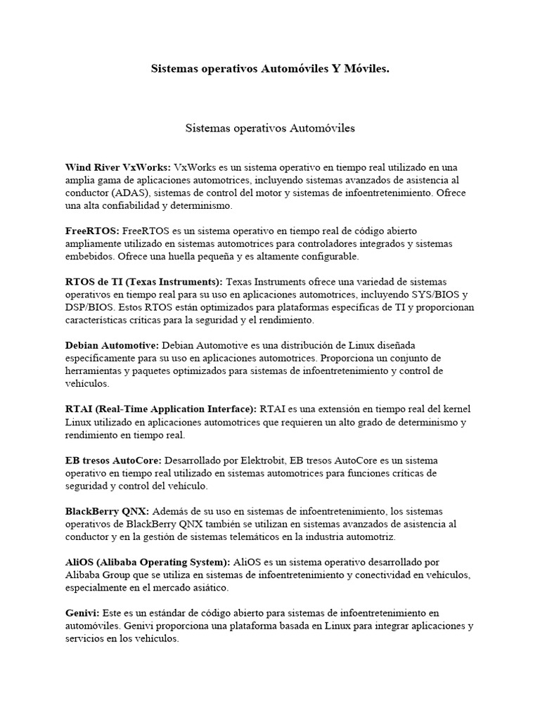 VxWorks en Sistemas Automotrices RTOS | PDF | Aplicación movil ...
