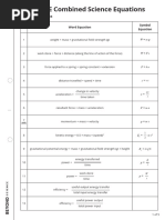 AQA GCSE Combined Science Equation Sheet