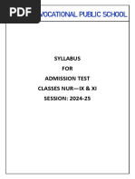 Admission Test Syllabus Session 2024-25