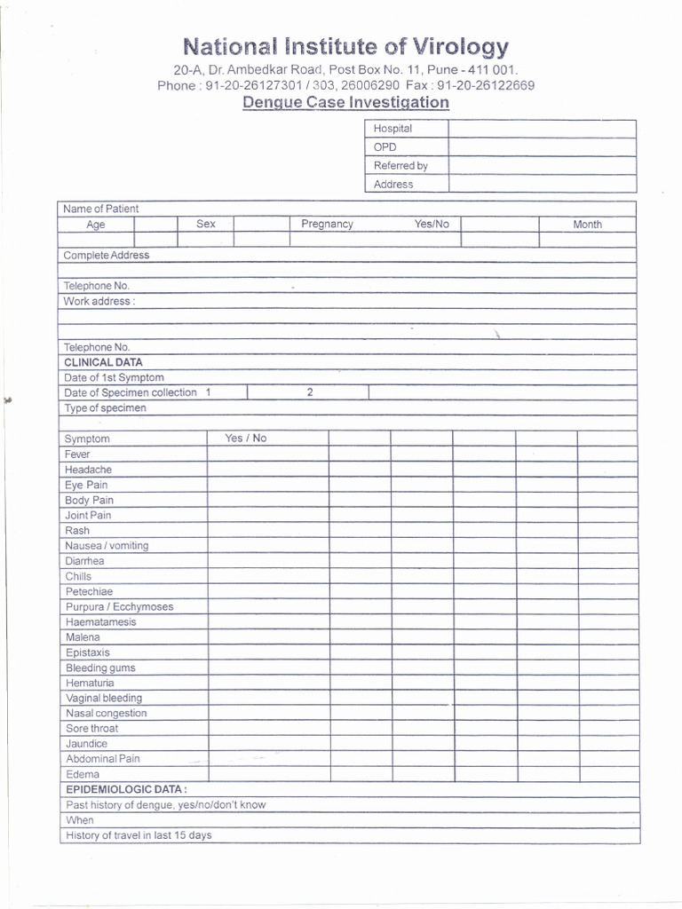 Dengue Case Investigation Form | PDF | Science & Mathematics
