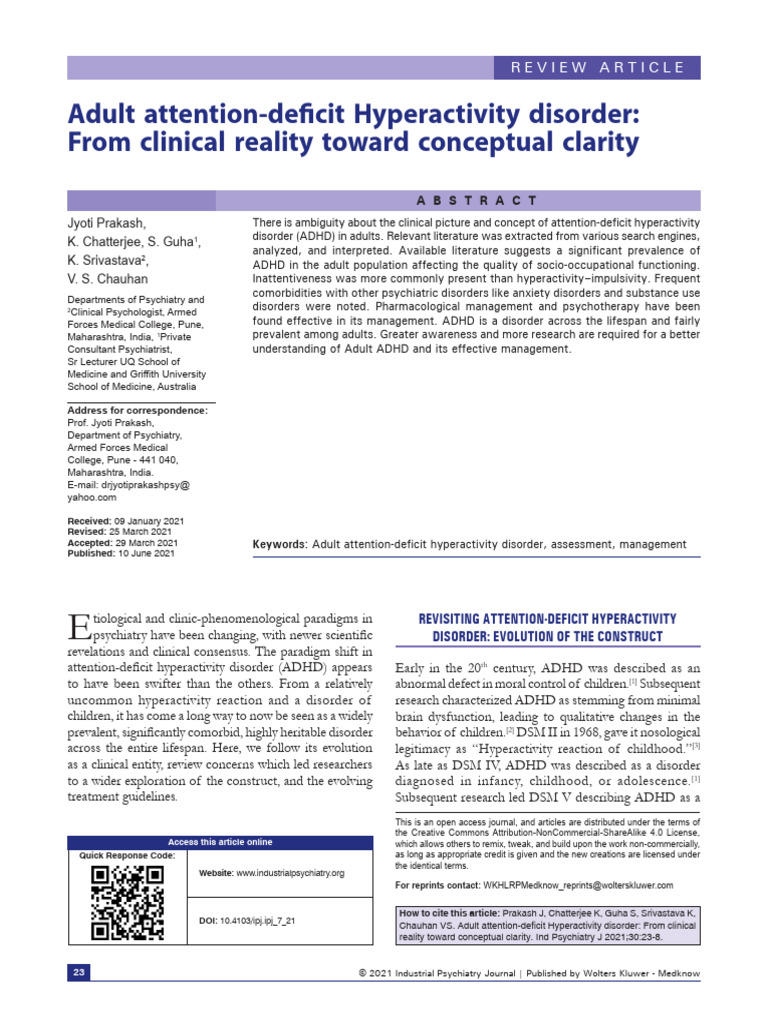 Adult Attention-Deficit Hyperactivity Disorder - From Clinical Reality ...