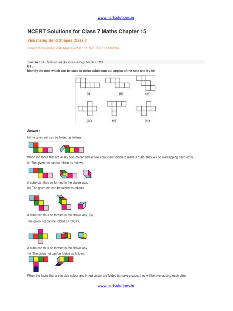 Class 7 Maths: Solid Shapes Solutions | PDF | Teaching Methods ...