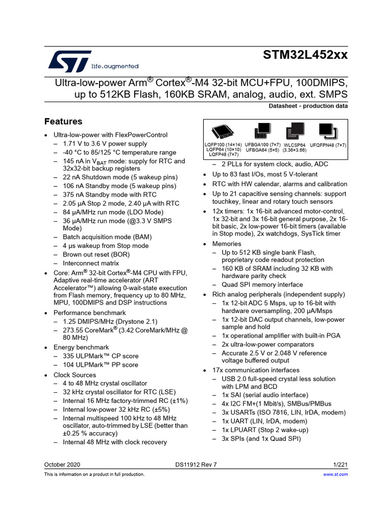 STM 32 L 452 CC | PDF | Computer Engineering | Electronics