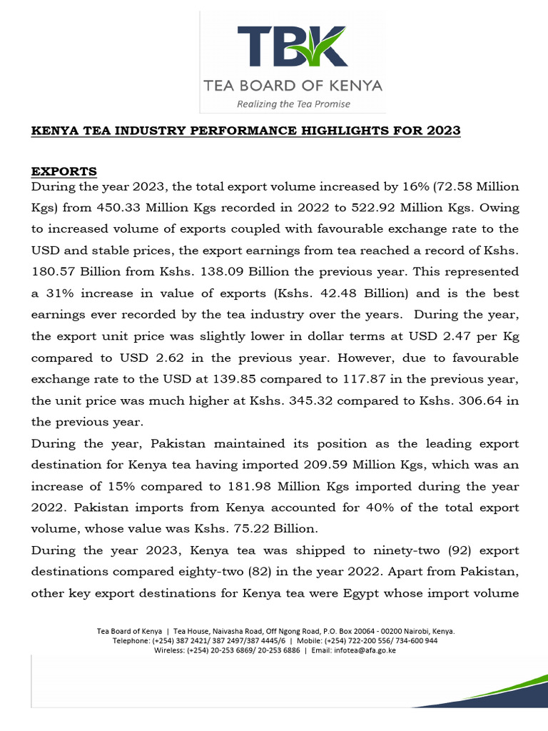 Tea Industry Performance Report 2023 PDF