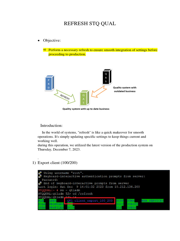 SAP System Refresh Process Guide | PDF | Computer File | Databases