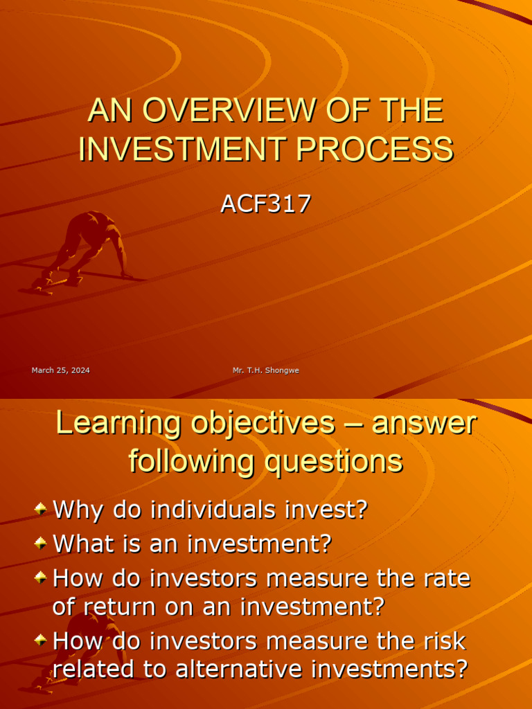 Overview of the Investment Process | PDF | Financial Risk | Investing