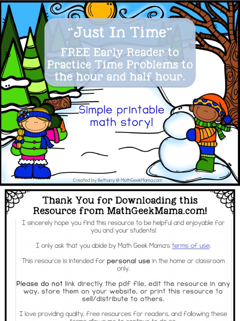 Time Practice Emergent Readers Winter Theme | PDF