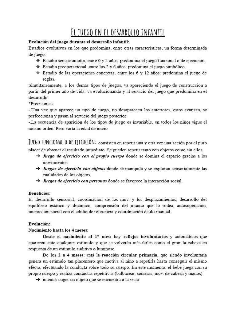 El Juego en El Desarrollo Infantil | PDF | Las emociones | Juguetes