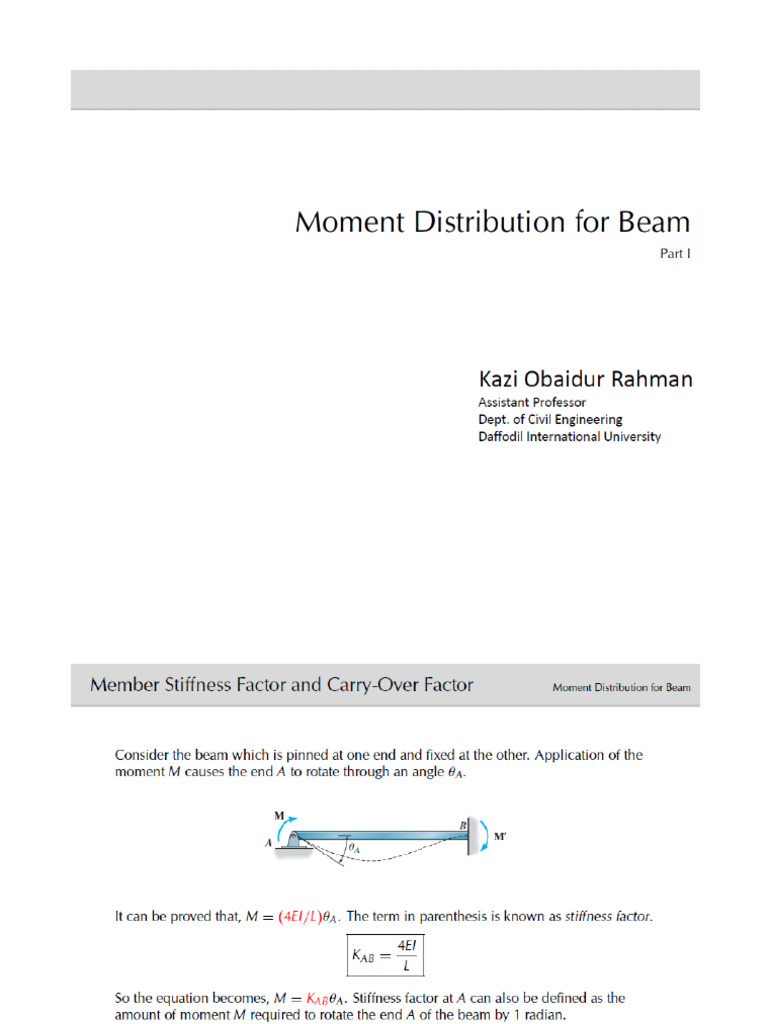 Moment Distribution Method - P1 | PDF